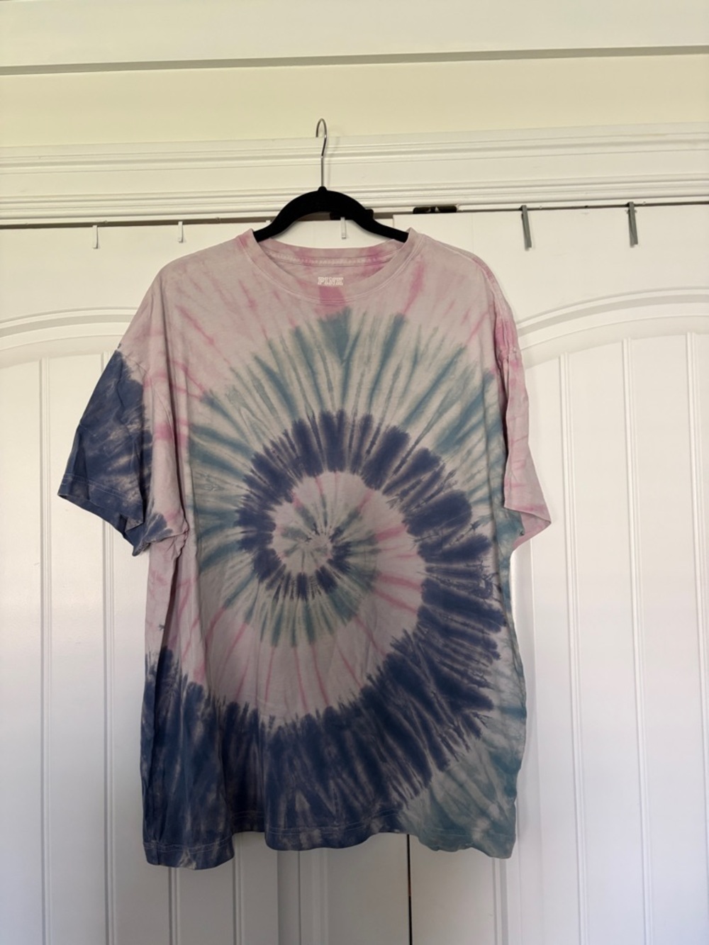 PINK Victoria's Secret Tie-Dye Spiral Short-Sleeve Tee - Pink, Blue, Green